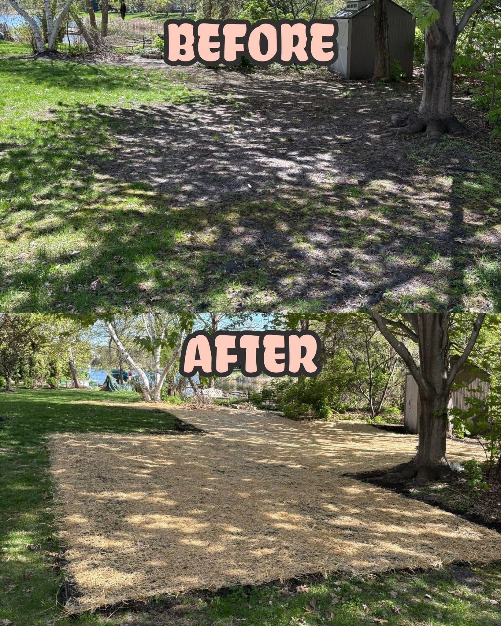 Project Fixing Bare Lawn Spots With Topsoil, Seed, and Straw Blanket image