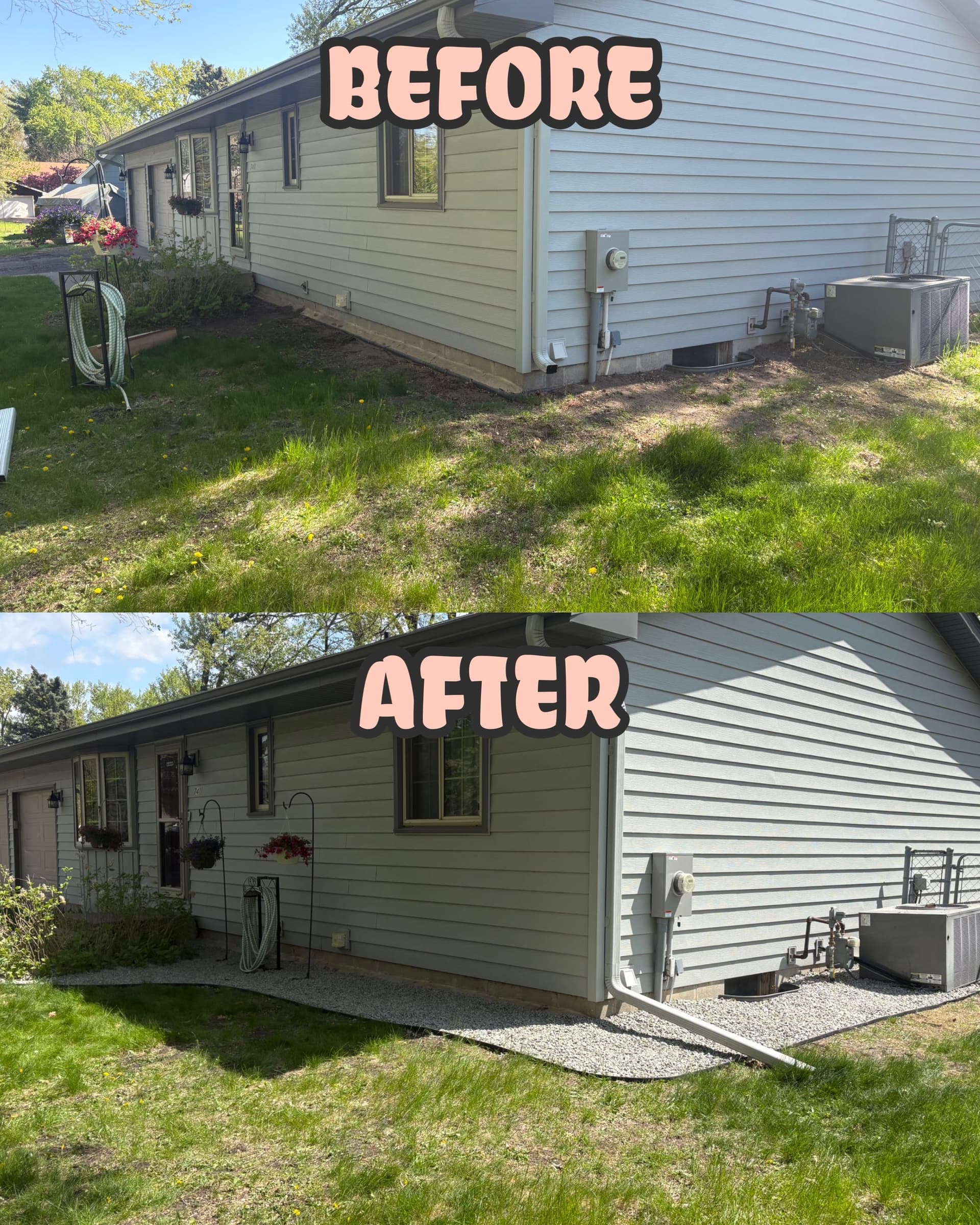 Rock, Fabric, and Clean Edging Fix a Neglected Foundation Bed image