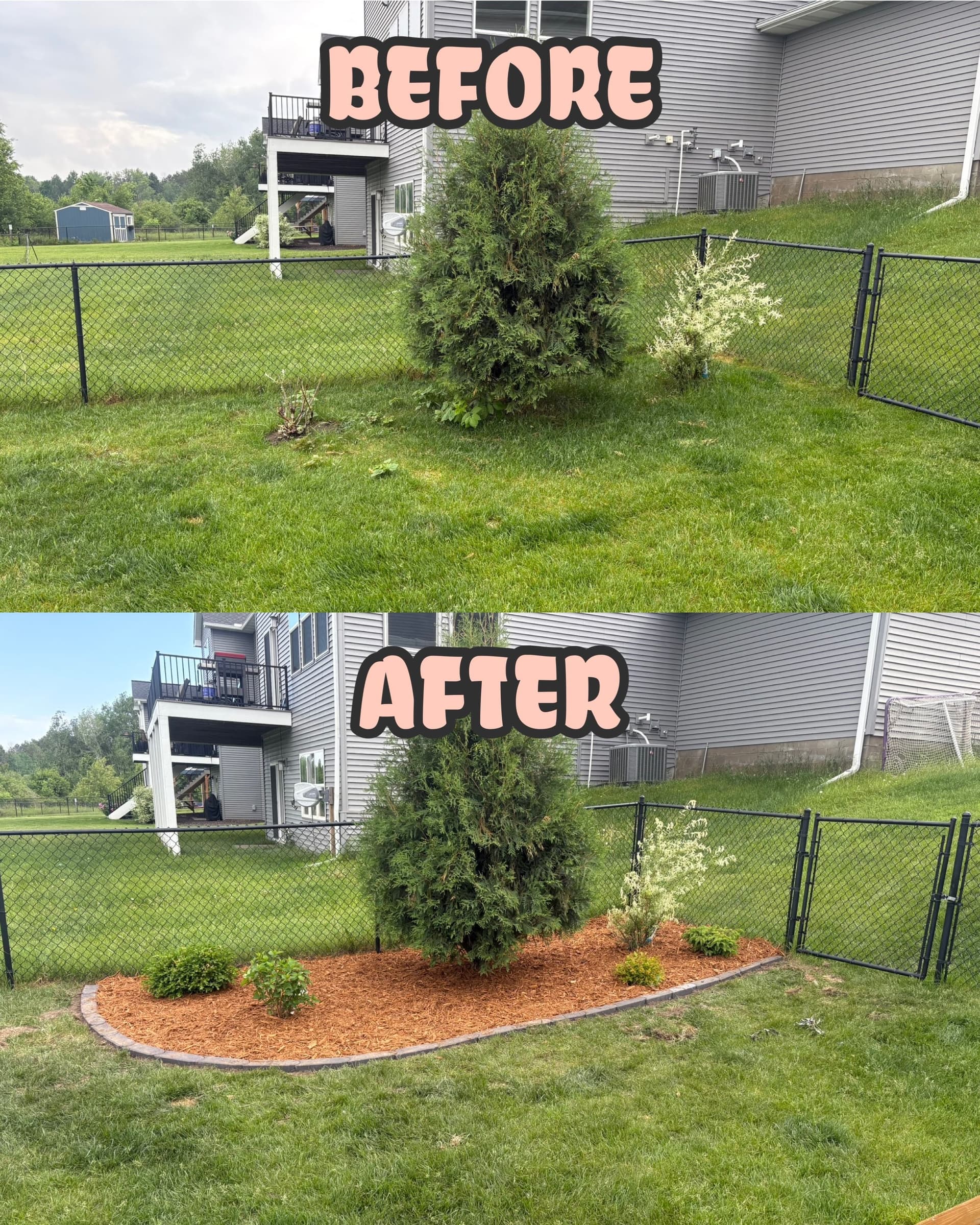Gallery photos for Fresh Mulch, New Plants, and a Cleaner Yard Layout: Image #1