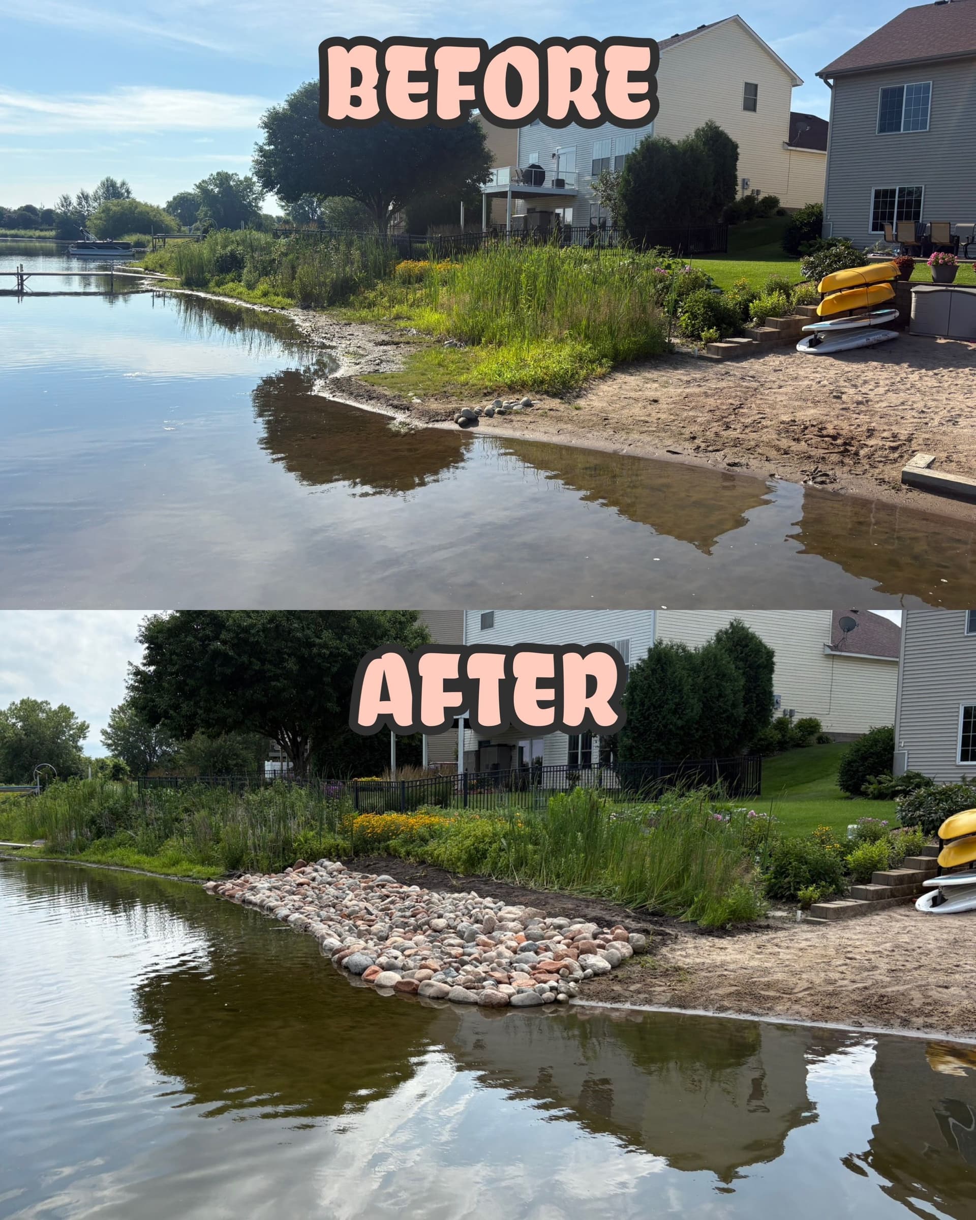 Gallery photos for Lakefront Shoreline Cleanup with Fieldstone Boulder Edging: Image #2