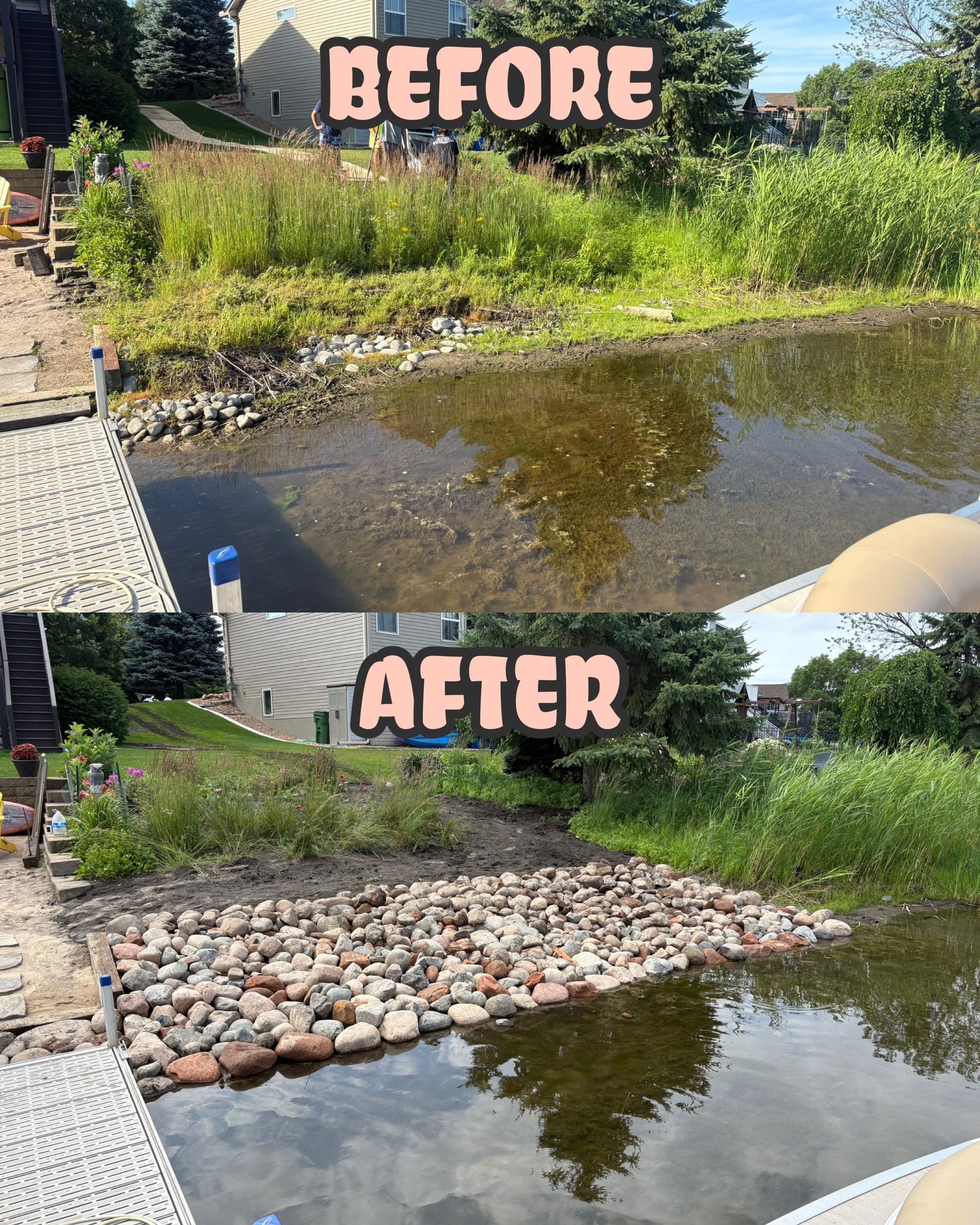 Lakefront Shoreline Cleanup with Fieldstone Boulder Edging image